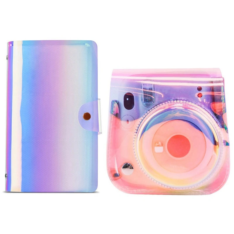 

Instant Camera Case Rainbow Color Transparent Camera Storage Bag 3 Inch 96 Pocket Photo Album For Fujifilm Instax Mini11