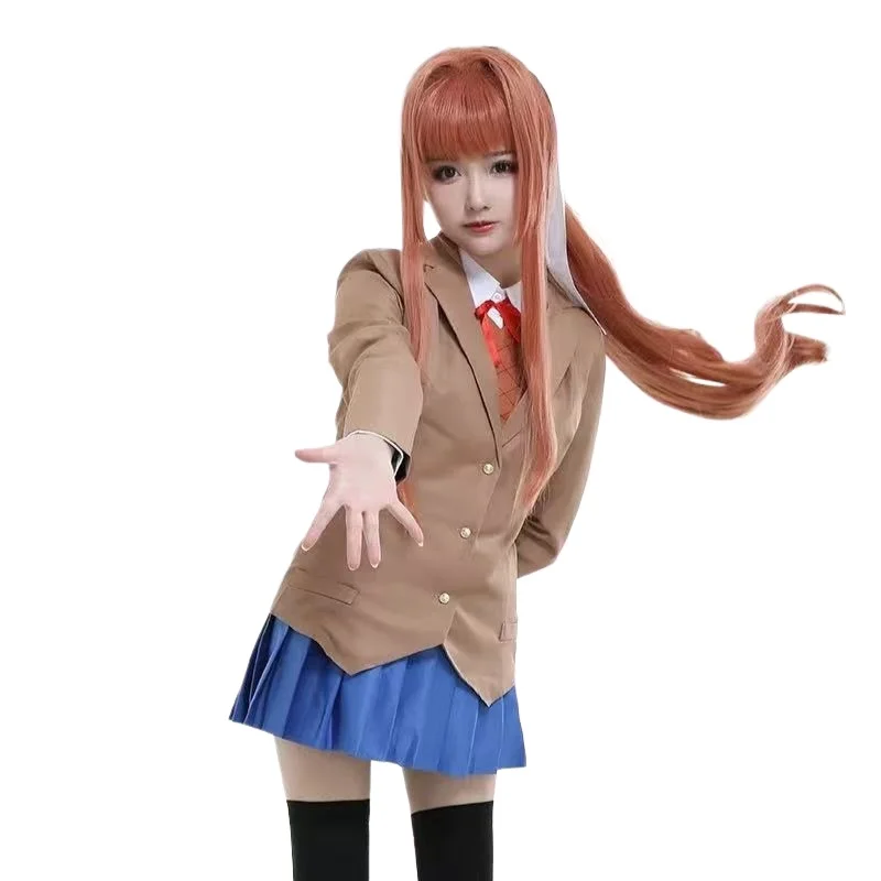 Фото Костюм для косплея по игре Doki Doki Literature Club: Натсуки, Сайори, Юри, Моника. Школьная форма для девочек и женщин, комплект с платьем и курткой в стиле JK. №3