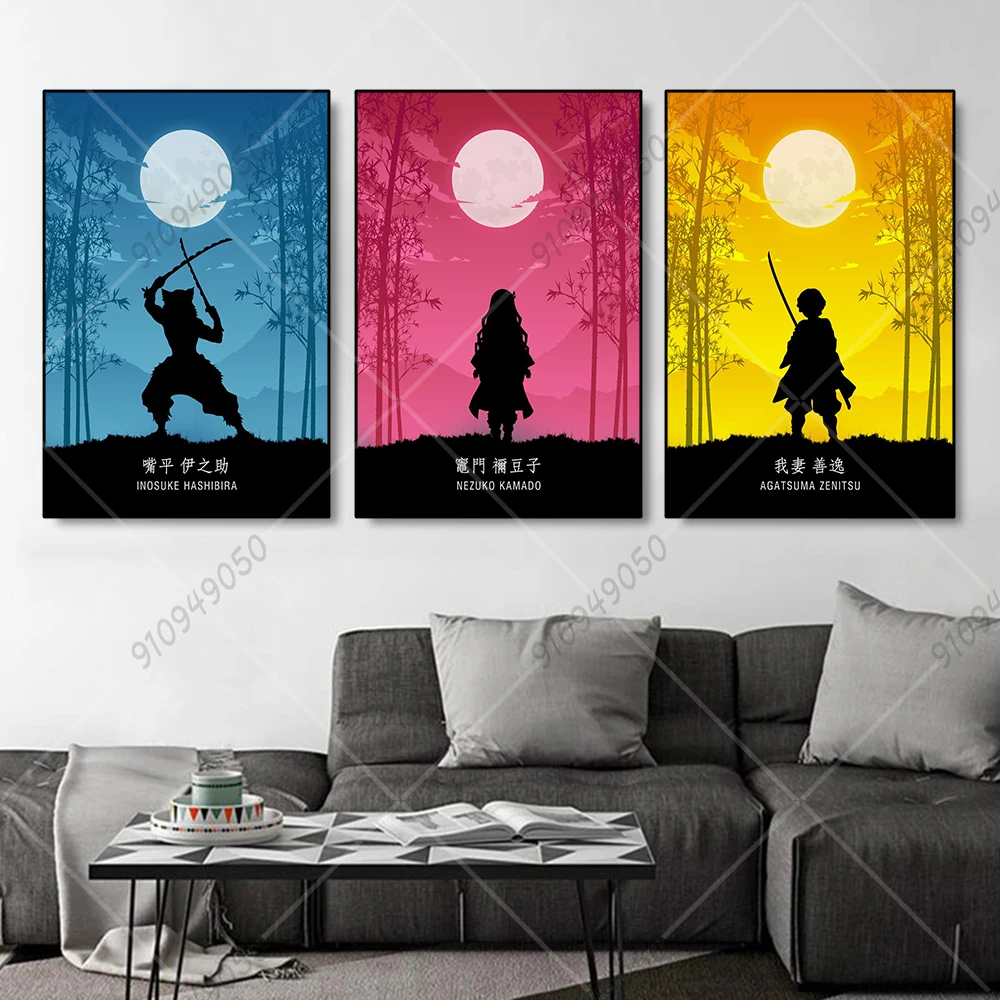

Anime Ghost Slayer HD Canvas Print Kamado Tanjiro Lnosuke Kamado Nezuko Zenitsu Agatsuma Umeda Tengen Wall Art Home Decoration