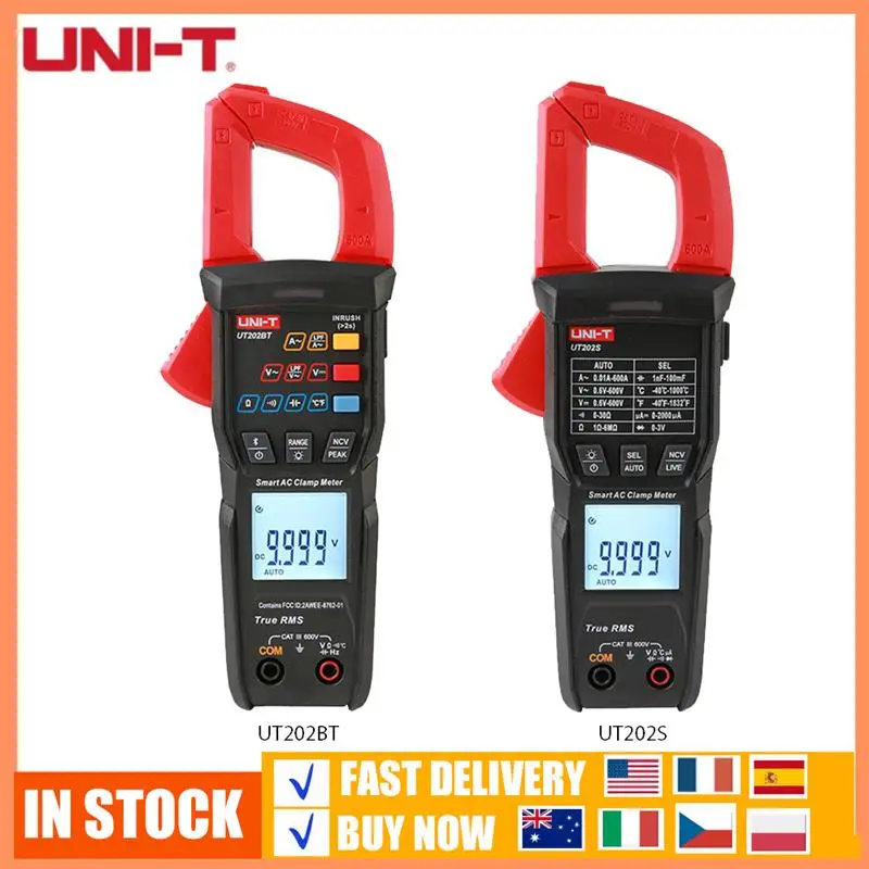 

Цифровой измеритель-зажим UNI-T UT202BT UT202S, Постоянный/переменный ток, 6000 отсчетов, мультиметр, амперметр, тестер напряжения, тестер емкости, Гц