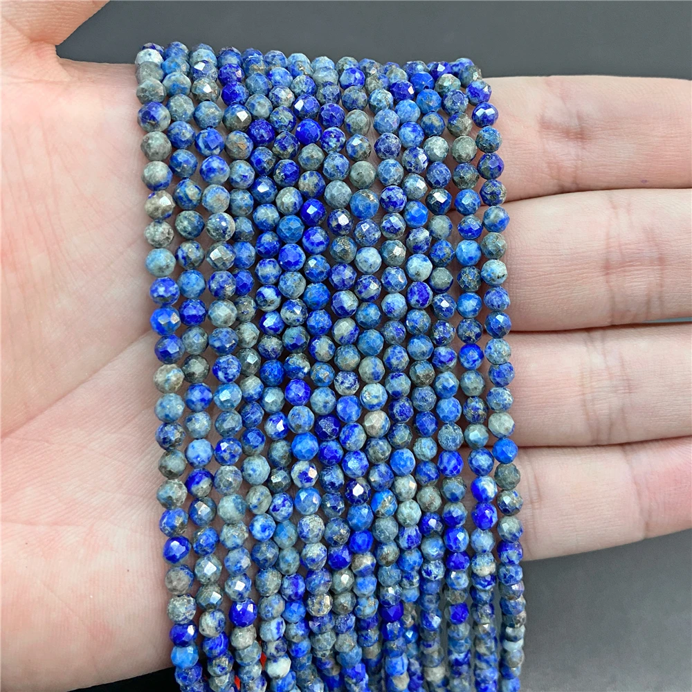 

Natural Lapis Lazuli Beads Faceted Blue Stone Round Loose Spacer Beads for Jewelry Making Handmade Bracelet DIY Necklace 2 3 4mm