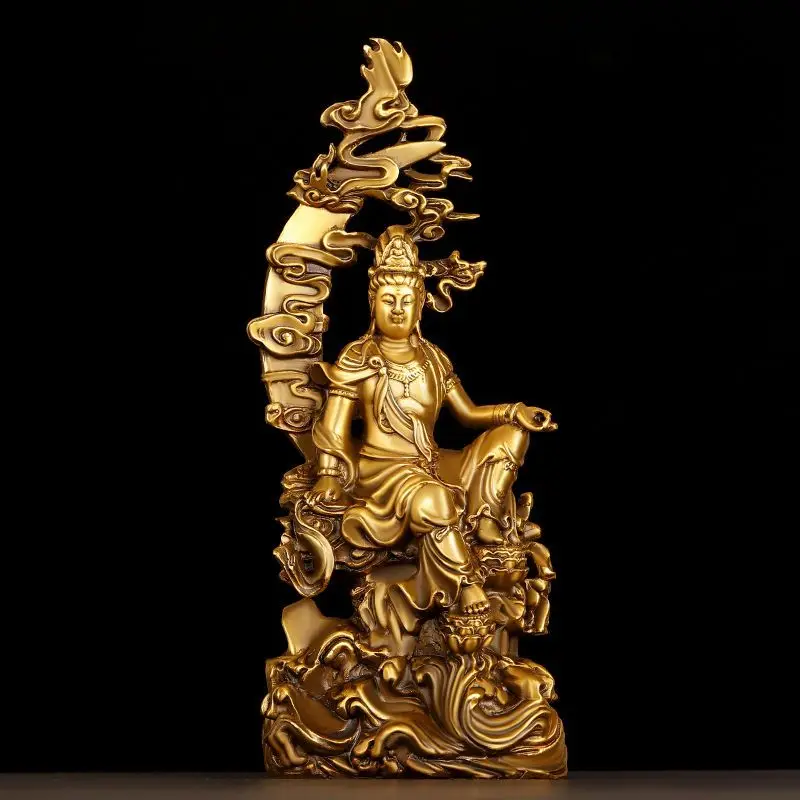 Чистые искусственные украшения Shuiyue Guanyin Bodhisattva, домашний офис, труба, предназначенная для статуи Будды Nanhai Guanyin