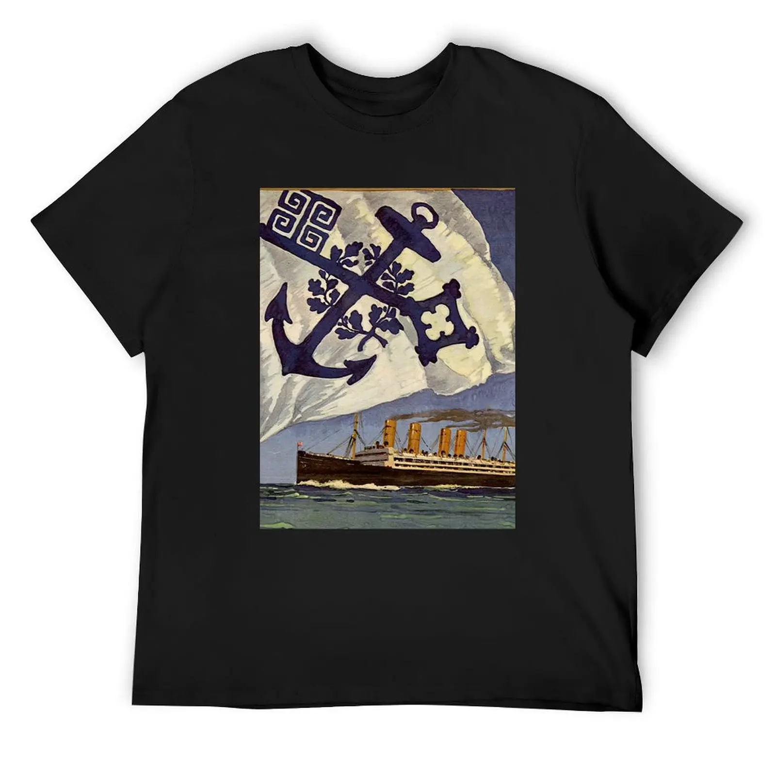 Винтажная реклама для Norddeutscher Lloyd Футболка дизайнерские рубашки летние топы - Цена: 1449