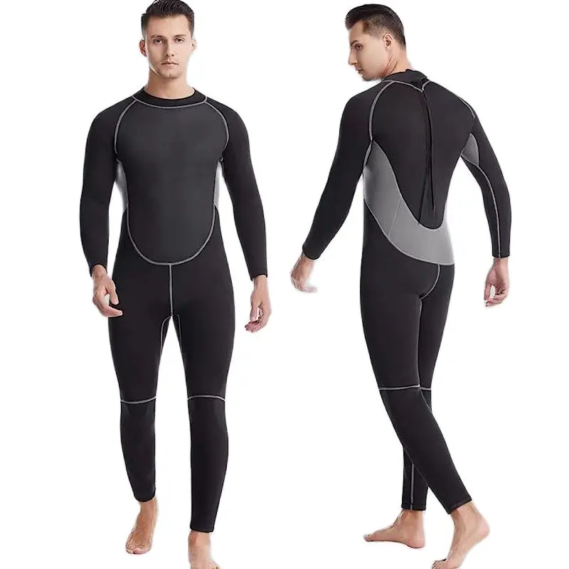 HOT Mens Wetsuit Full Bodysuit 3mm Summer Round Neck Diving Suit Stretchy Swimming Surfing Snorkeling Kayaking Sports Clothing
