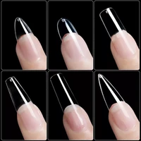 500pcsbag fake nails 38 different nails natural and transparent colors coffin stiletto full cover press on nail tips