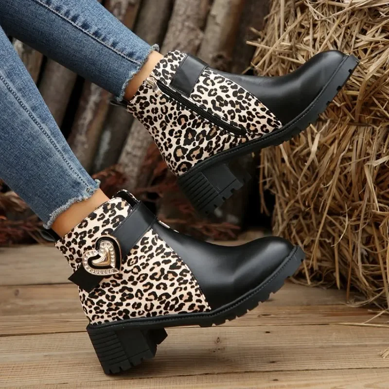 

Женские ботинки челси, новинка 2023, женские ботинки с леопардовым принтом, Стильные Простые современные ботинки, удобные ботинки на платформе и квадратном каблуке