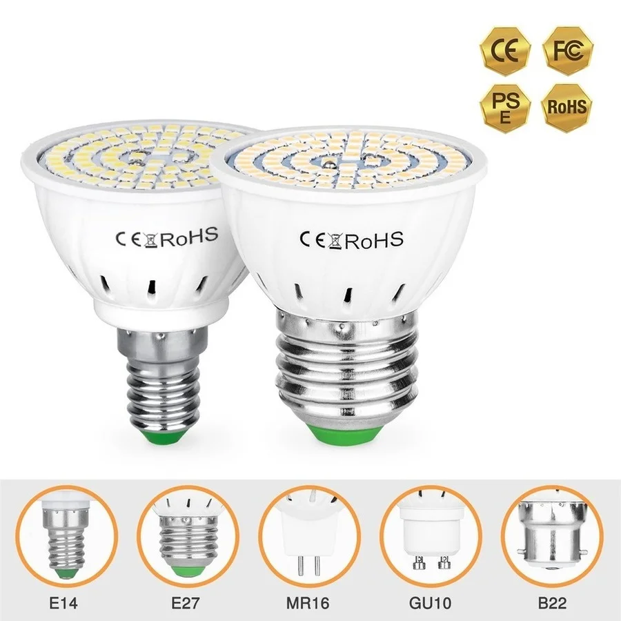 Светодиодная точечная лампа E27 220 В E14 GU10 48 60 80 светодиосветодиодный светодиодная