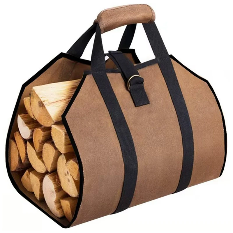

Practical Supersized Canvas Firewood Wood Carrier Bag Log Camping Outdoor Holder Carry Storage Bag Wooden Canvas Bag