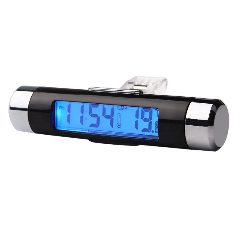 

2 In 1 Vent Outlet Clip On Car Blue LED Backlight Digital Temperature And Thermometer Display Clock Auto Accessories Digital Tim