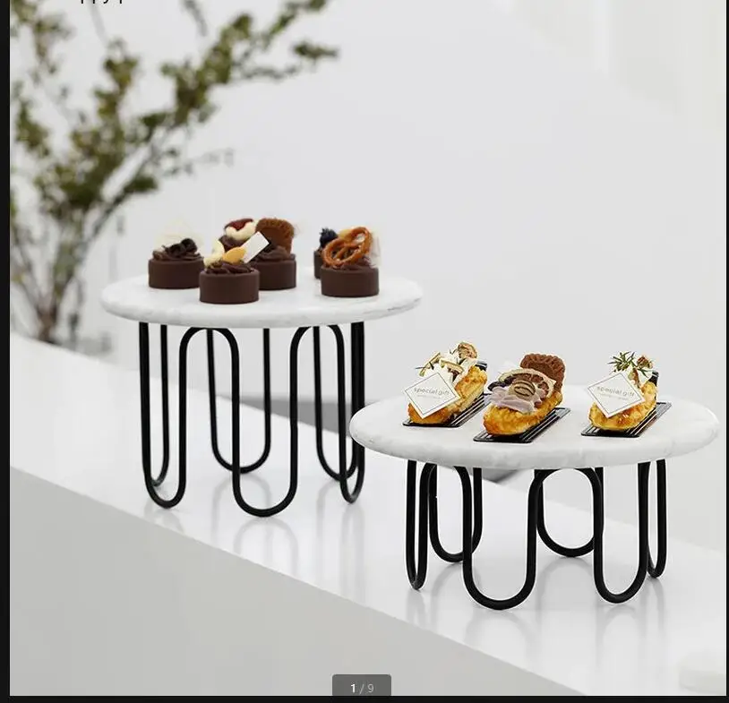 Кованая мраморная подставка для торта высокая сковорода на ножках банкетный