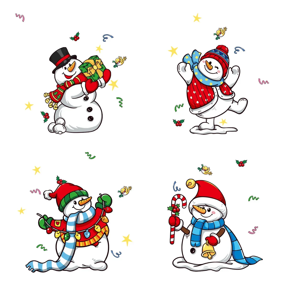 2025 рождественские декоративные наклейки на стеклянное окно снеговик снежинка