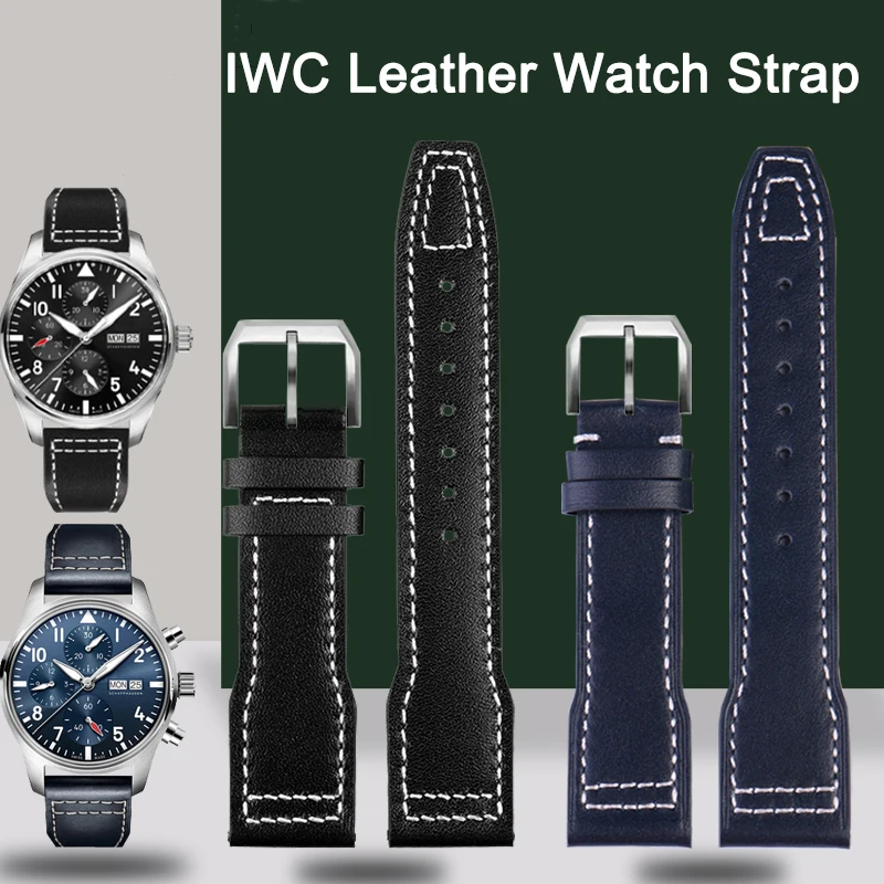 

Genuine Leather Watchband For IWC Universal Spitfire Pilot Little Prince Watch Bracelet Male Mark 18 Strap Brown Black 20mm 21mm