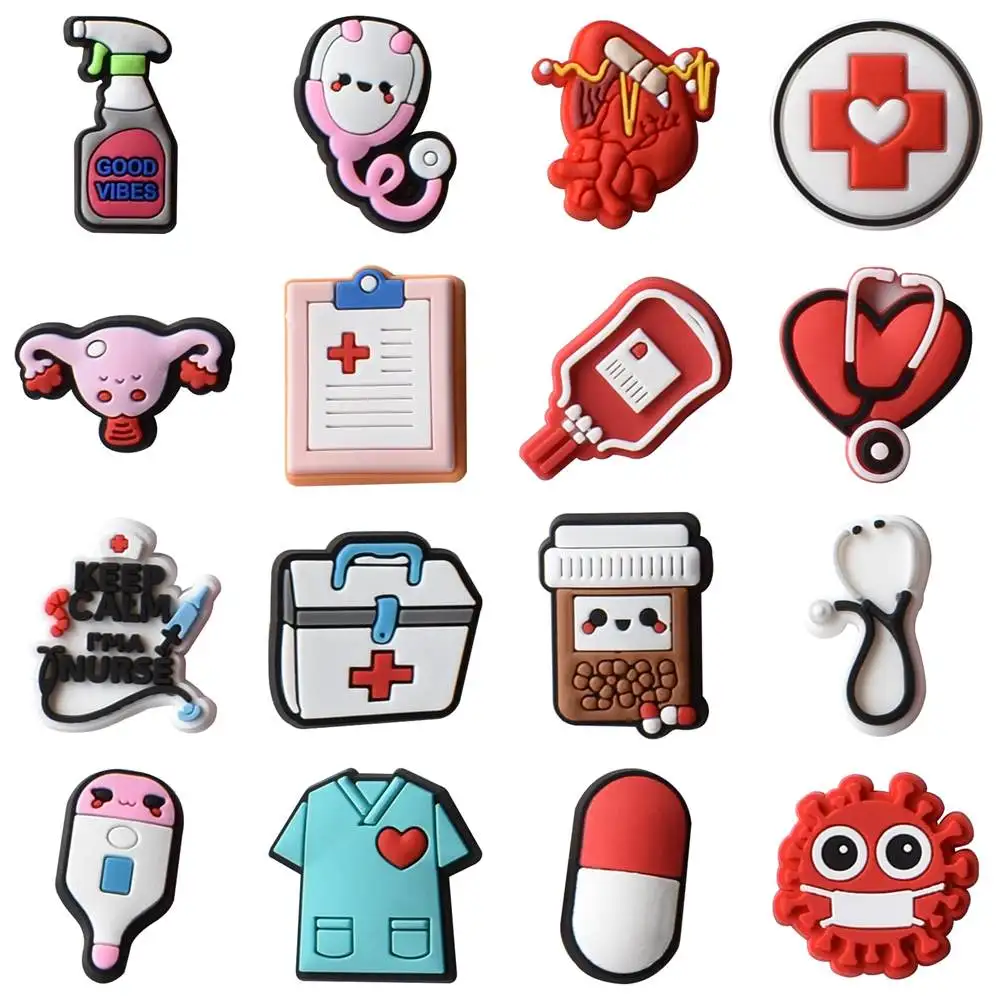 

Nurse Shoe Charms Decoration for Crocs Kids Women Christmas Gift Girls Birthday Favors Pin Die Pvc Para Charm Shoes Accessories