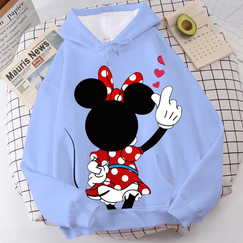 

Disney Women Hoodies Minnie Mickey Mouse Hoodies Cartoon Tops Long Sleeve Pockets Sweatshirts Fashion Hooded Women