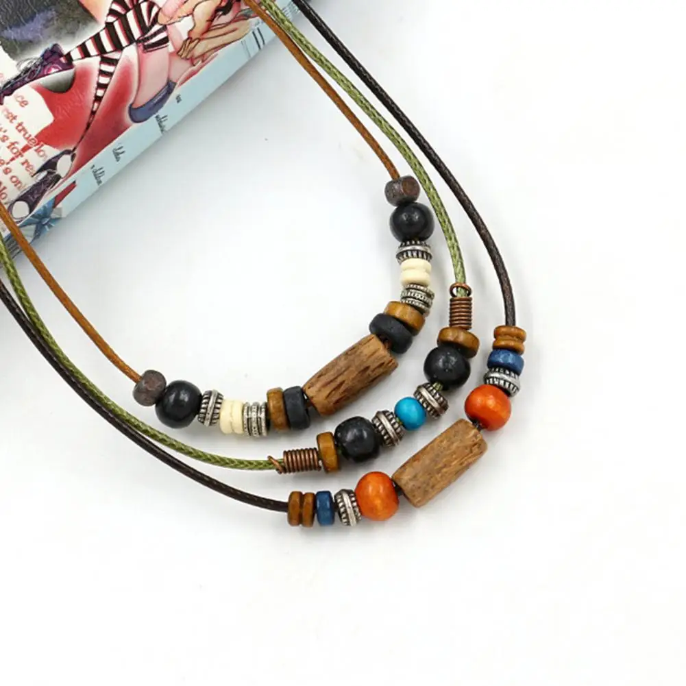 

Stylish Multiple Layer Fabric Women Retro Ethnic Style Long Braided Necklace Black Sweater Necklace Jewelry Accessory
