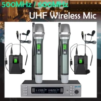 lcz audio hp 619 uhf dual wireless microphone professional stage micr%c3%b3fono 2 channels 500mhz 600mhz adjustable frequency