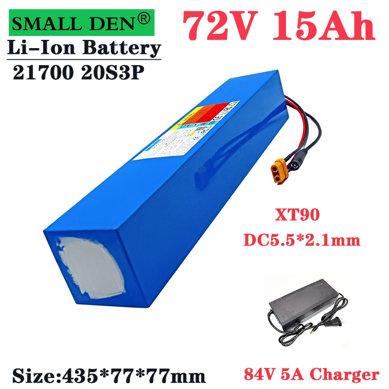 Brand New 72V 15Ah 21700 Lithium Battery Pack 20S3P 1000W-3000W 84V Electric Bike Scooter Battery with 45A BMS + 5A Charger