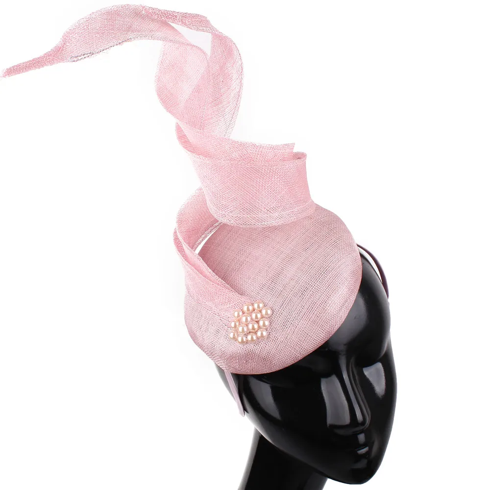 Фото Новые Sinamay Fascinators, женские вечерние чайные повязки на голову, женские свадебные головные уборы для свадьбы, модный случай №4