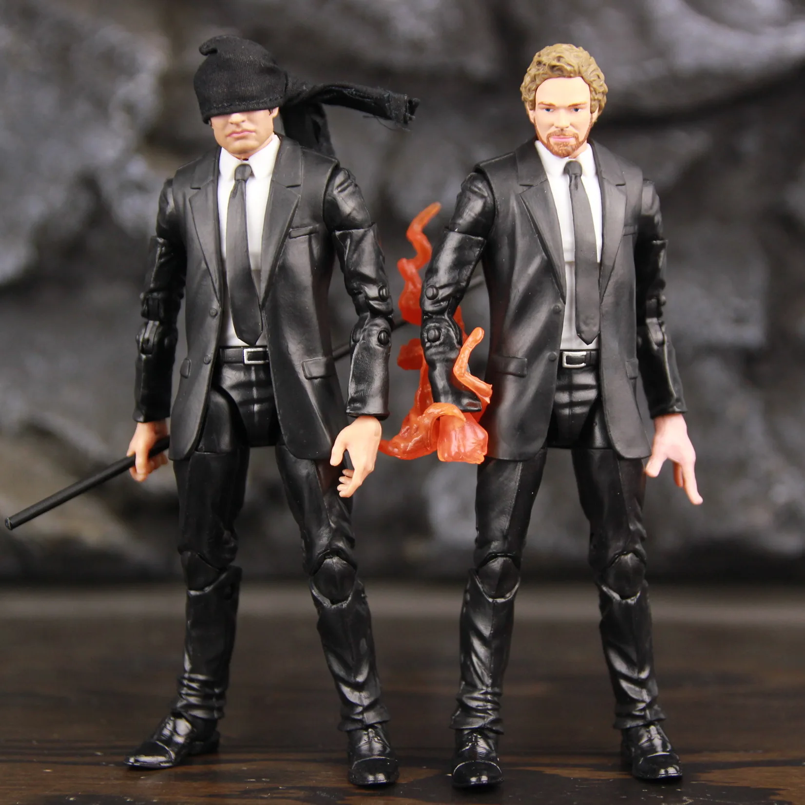 

Marvel Iron Fist Daniel Rand Daredevil Lawyer Matt Murdock 6" Action Figure Black Suit TV Defenders Legends KO's Toys Doll Model