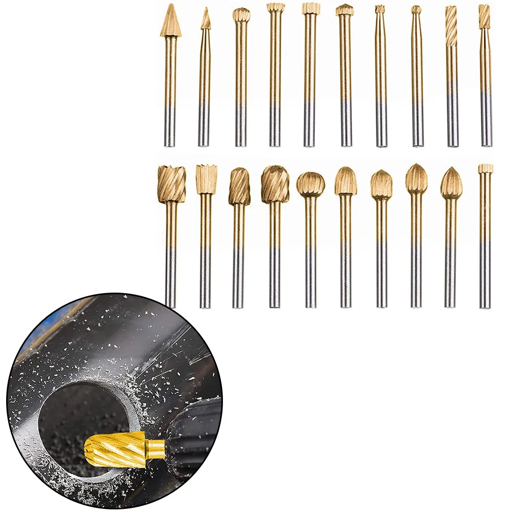 

20pcs High Speed Steel Rotary Burr For Engraving Beveling Chamfering Grooving Reaming 40mm Length Rasp Rotary Tools