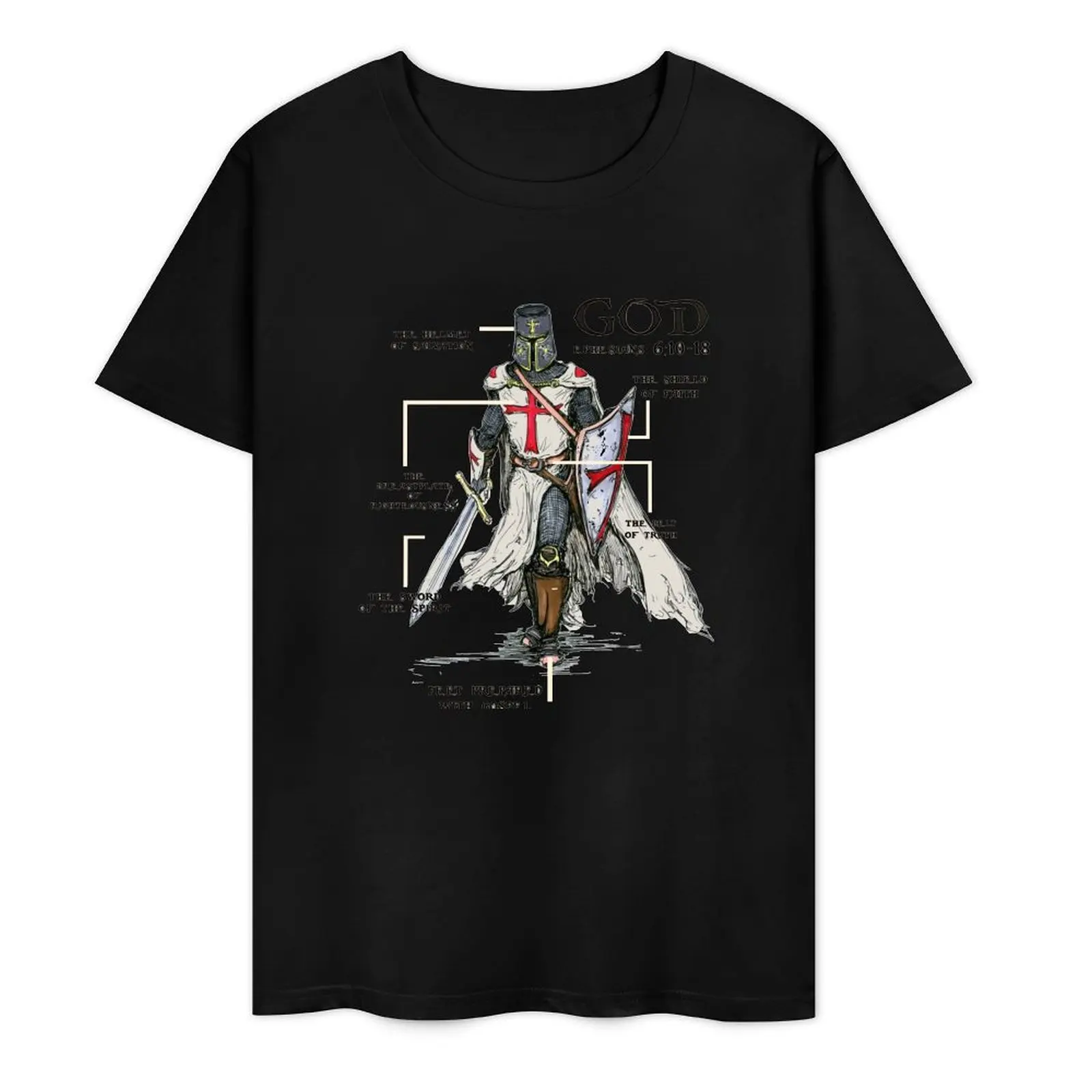 Мужская футболка Templar Shield Cross корейский стиль средневековый воин меч рыцари