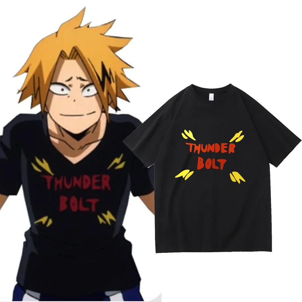 

Футболка с коротким рукавом и графическим принтом My Hero Академия дэнки каминари Y2K