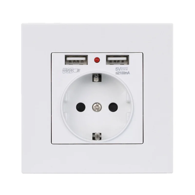 

European socket with dual USB panel 86 concealed French socket European standard German USB socket