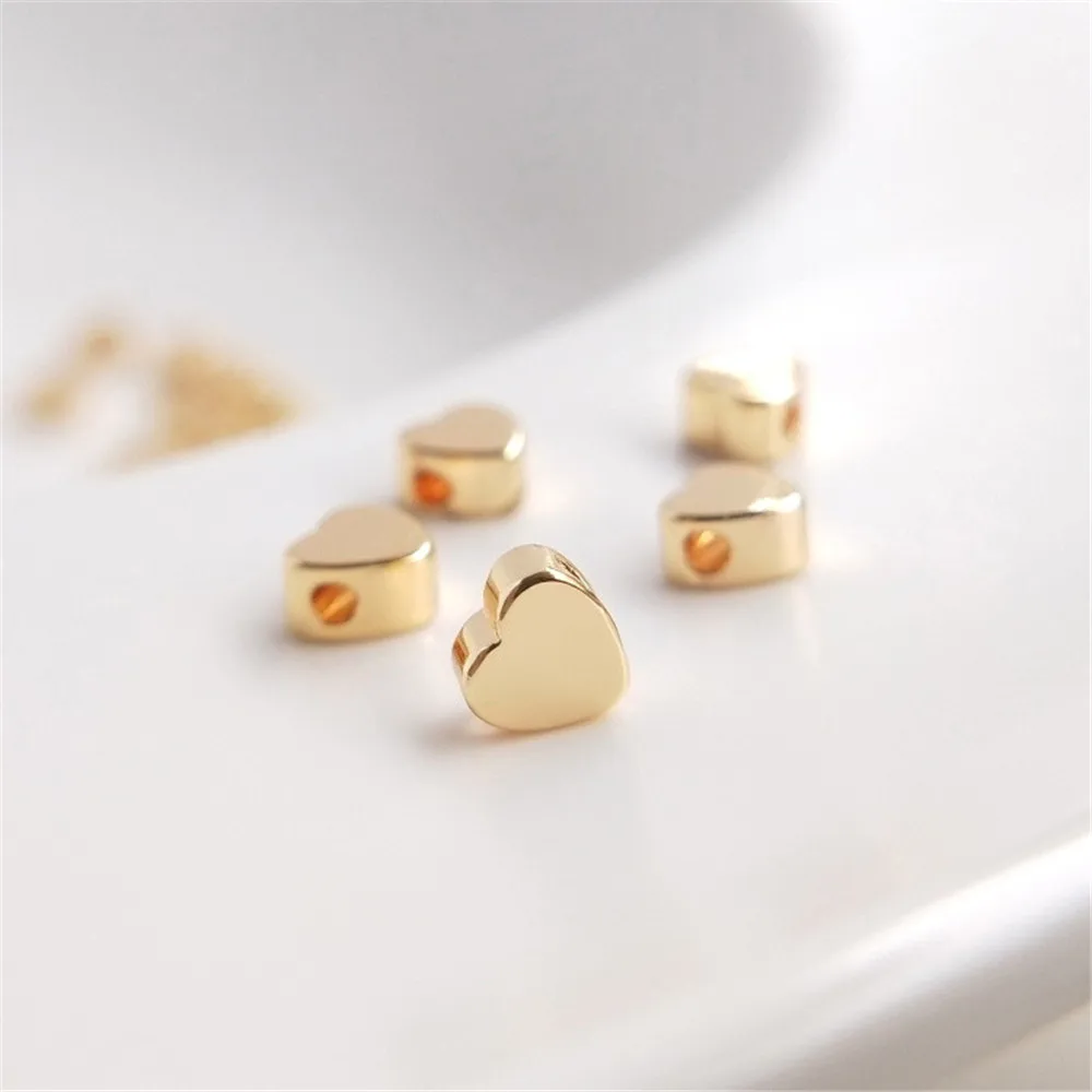 

14K Gold Color Heart every bead love hearts loose bead jewelry hang act the role of jewelry diy manual bead pendant accessories