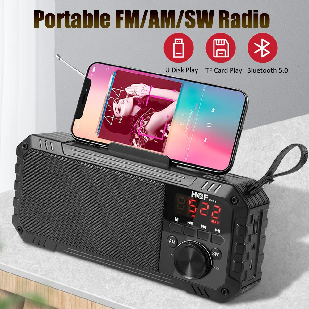 

Портативный Полнодиапазонный радио AM/FM/SW радио приемник открытый Bluetooth 5.0 спикер Поддержка tf-карты U диск Play мобильный телефон держатель