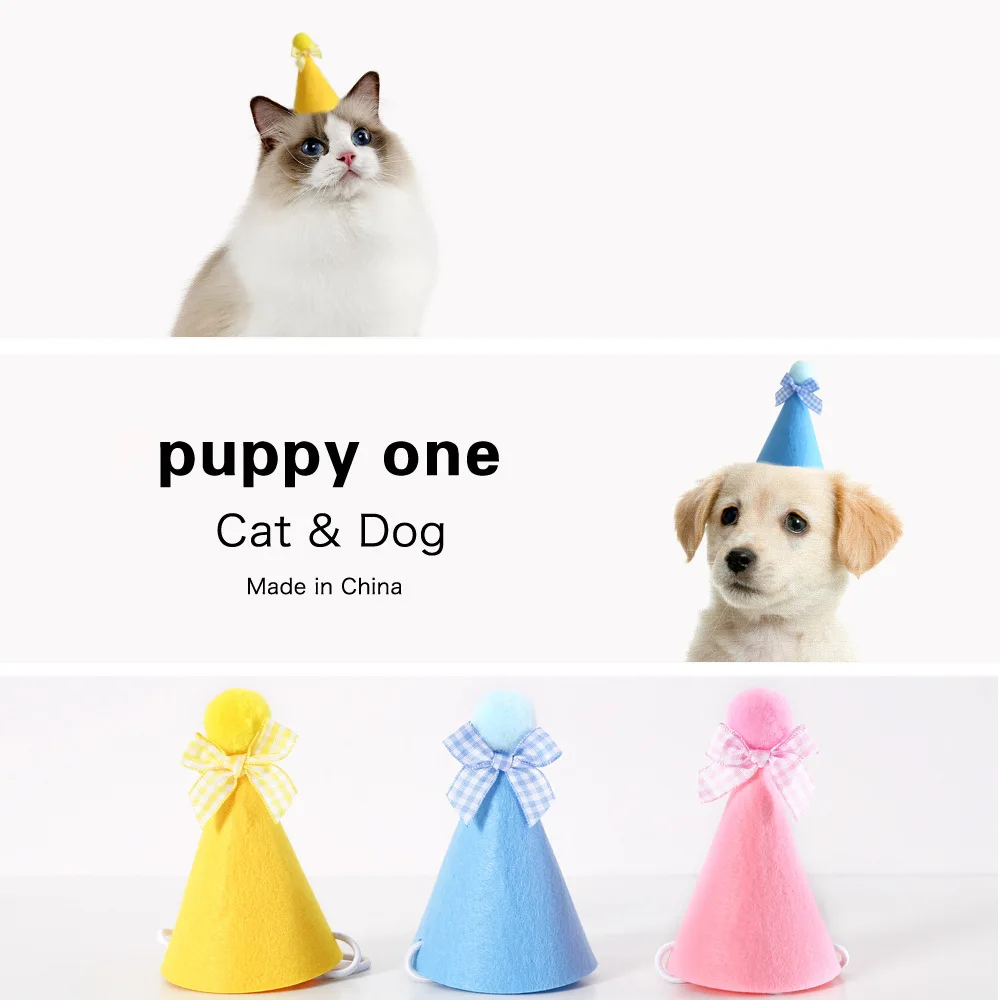 

Pet Caps and Scarf for Birthday Party Accessory Cute Hat Bib Cat Saliva Towel Funny Costume Gift Pet Accessories