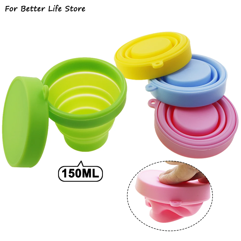 

1 шт. 150 мл силиконовая чашка, портативная складная Складная кружка для кофе, телескопическая Складная Многофункциональная подвесная крышка...