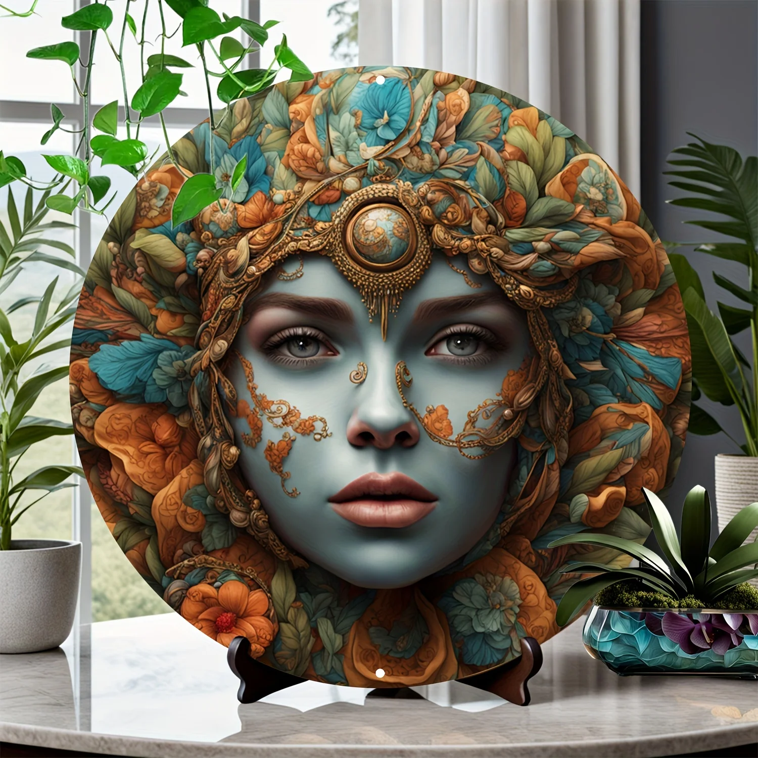 Круглая настенная декоративная гирлянда с цветочным рисунком Креативные