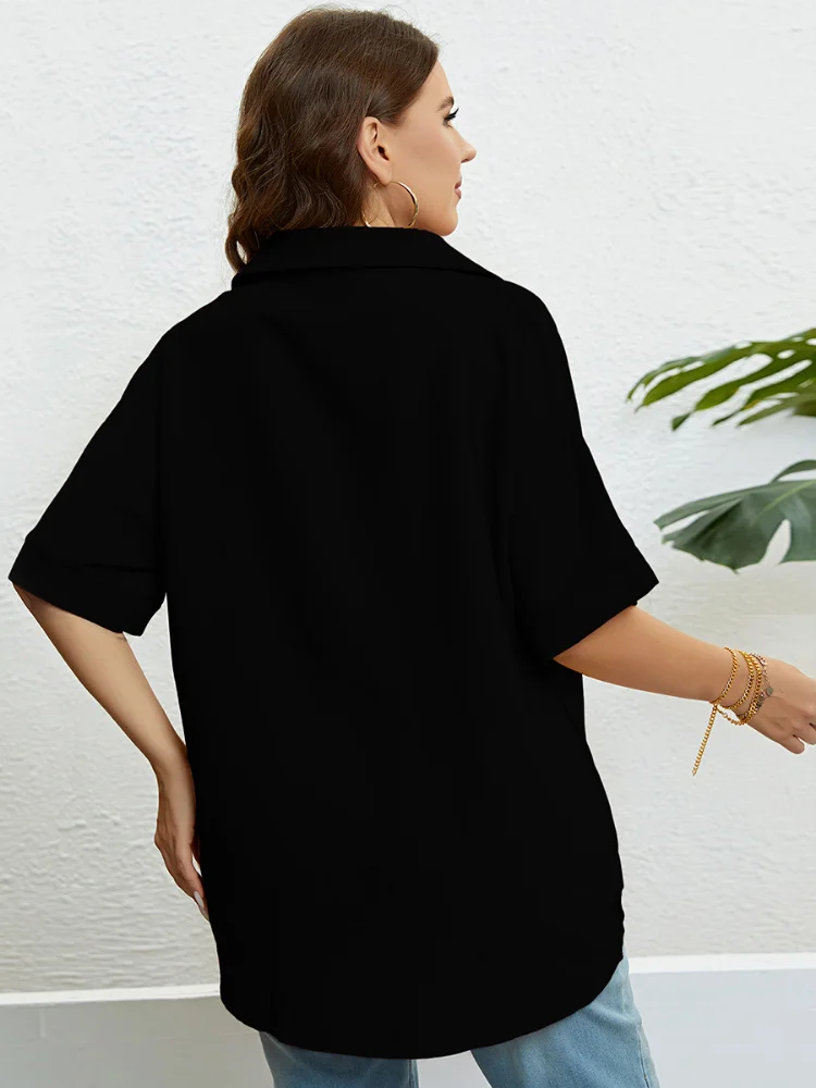 Summer V-neck Slim 5/4 Sleeve Large Top for Women plus size feminino  roupas femininas  women plus size clothing