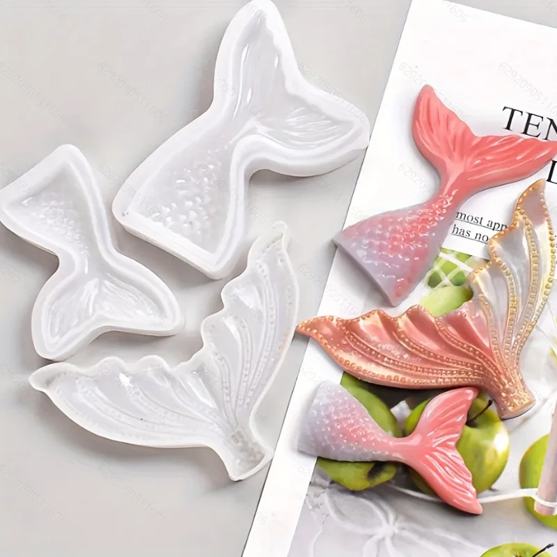 

3 Шт., Силиконовая Форма Для Хвоста Русалки, Смоляная Форма, Сверкающий Кристалл, Украшение Для Торта, Топпер Ручной Работы