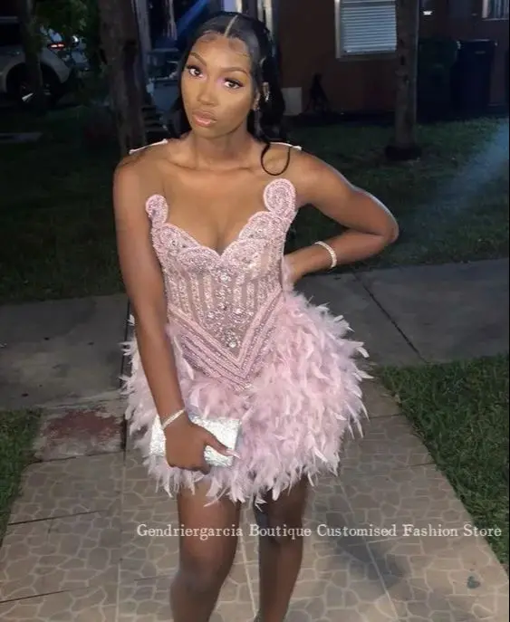 Роскошное розовое мини-платье для коктейля 2024 изысканные вечерние платья