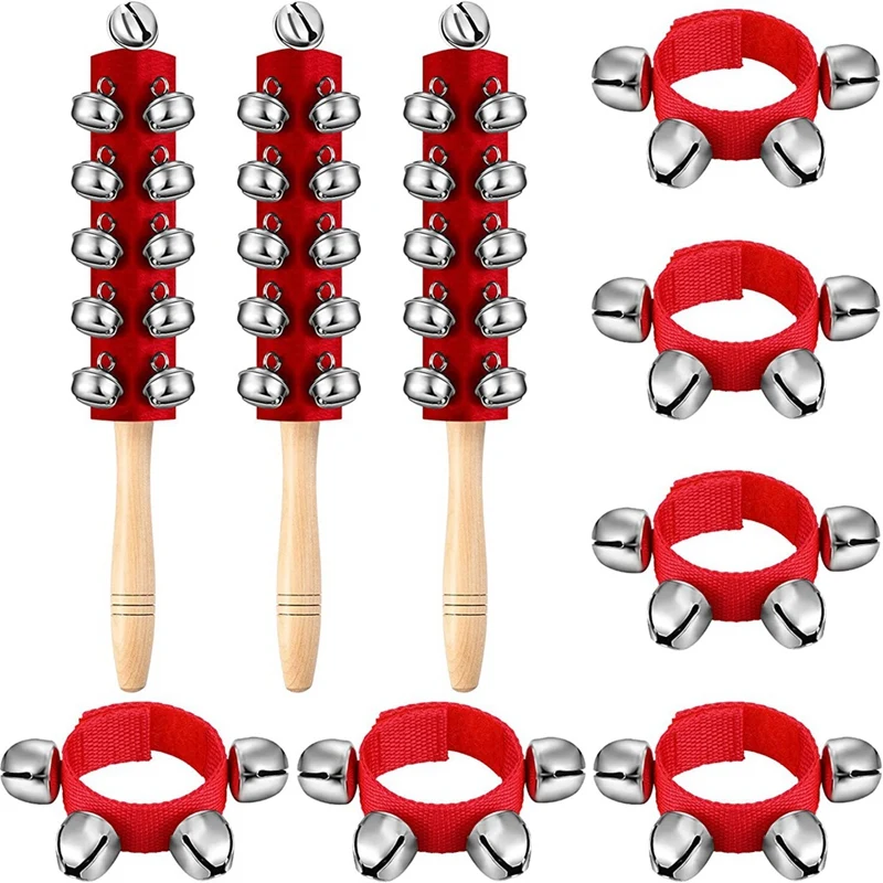 

Wrist Bells Wrist Band Jingle Bells Musical Wooden Handheld Jingle Bells For Party Family Gift