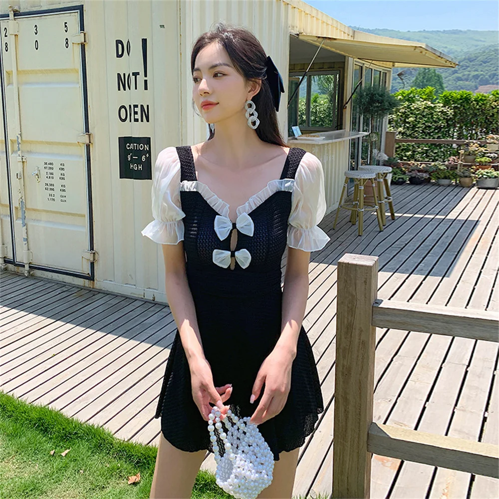 

One-pieces Swimsuits Woman 2022 New Korean-style Belly Covering Thin Conservative Swimwear Summer Beach Vacation Beachwear