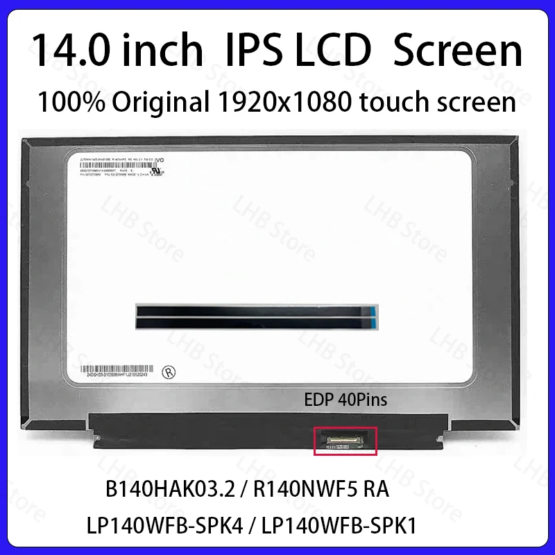 Фото 14-дюймовый сенсорный ЖК-экран B140HAK03.2 R140NWF5 RA LP140WFB-SPK4 K1 для Lenovo Thinkpad T490 T490s T495 T495s P43s T14s, панель дисплея №1