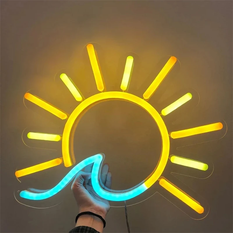 

Sun Wave Sunrise Sunset Neon Sign Custom Made Led Nature Ocean Summer Club Party Bar Kids Room Wall Decor Gift Light