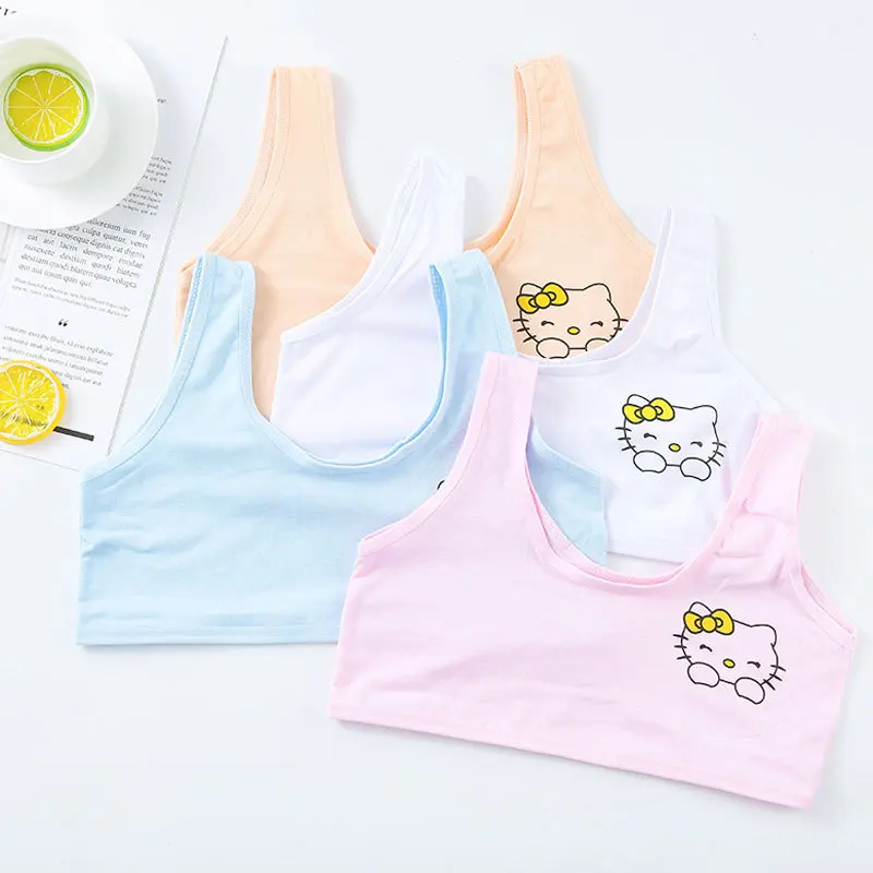 

Kawaii Sanrios Hello Kitty Female Tube Tops Underwear Cute Cartoon Anime Student Puberty Soft Comfort Safety Pajamas Girls Gifts