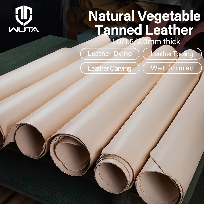 

WUTA Full Grain Natural Vegetable Tanned Cowhide DIY Pre-cut Vachetta Leather Genuine Leather Craft Material Handmade Bag Wallet