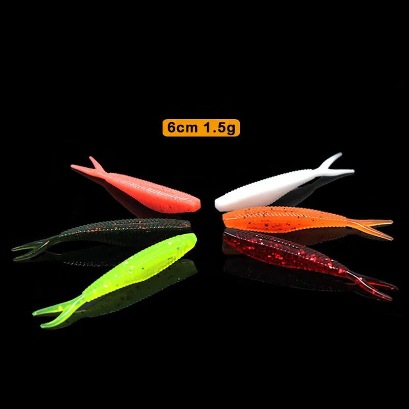 

10pcs/Lot Forktail Worm Silicone Soft Lure 6cm 1.5g Jig Wobblers Artificial Bait for Bass Pike Pesca Fishing Tackle