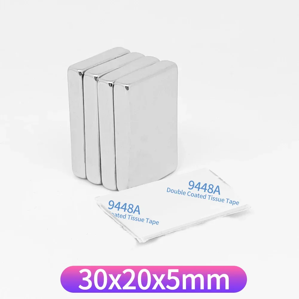 Блок 30x20x5 мм сильные мощные магниты с самоклеящимся 3 м 30*20*5 редкоземельный