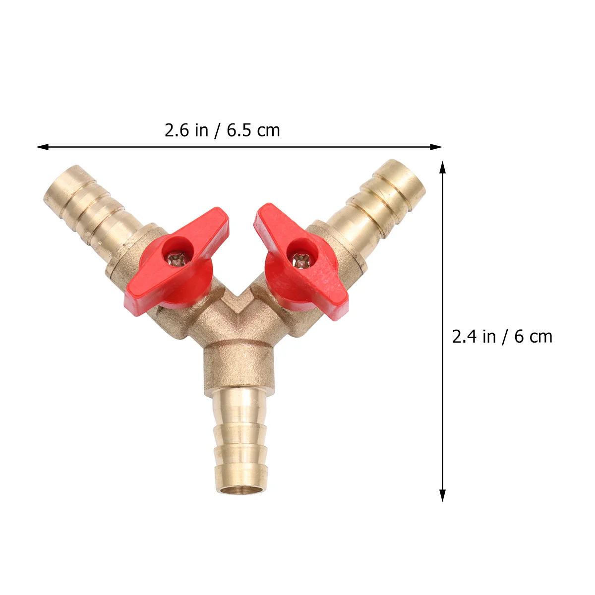 Y Shape Three-way Gas Pipe Distribution Switch Shut Off Ball Fitting Hose Barb Fuel Gas Clamp Tee (Copper 10mm Golden Red) images - 6
