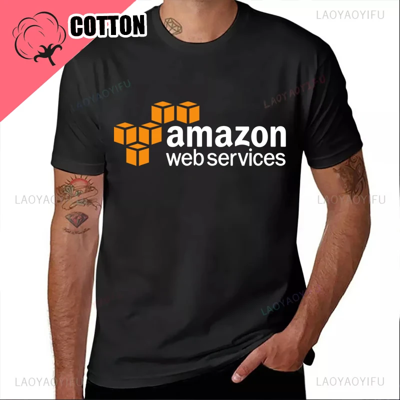 Фото Новая эстетичная одежда, черные футболки, толстовки, логотип AWS (логотип Amazon Web Services), футболка, спортивные футболки для фанатов, уличная одежда №5