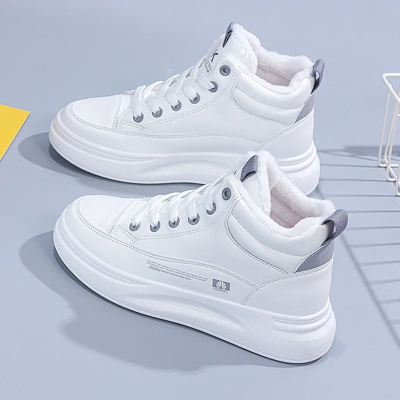

White Wedges Shoes for Women Sneakers Autumn Winter Korean Fashion High-Top Ankle Boots Designer Skateboard Platform Shoes Woman