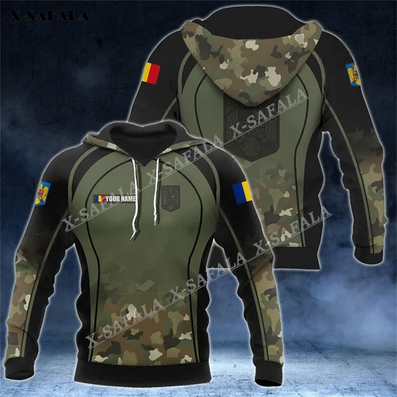 

ROMANIA Army Camo Custom Name Veteran Eagle 3D Print Zipper Hoodie Men Pullover Sweatshirt Hooded Jersey Tracksuits Outwear
