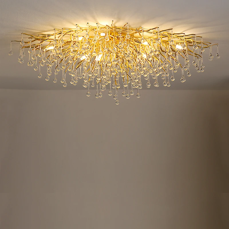 

Светодиодная люстра в стиле арт-деко, G9, с подвеской в виде слезы золотого цвета, осветительный прибор для гостиной