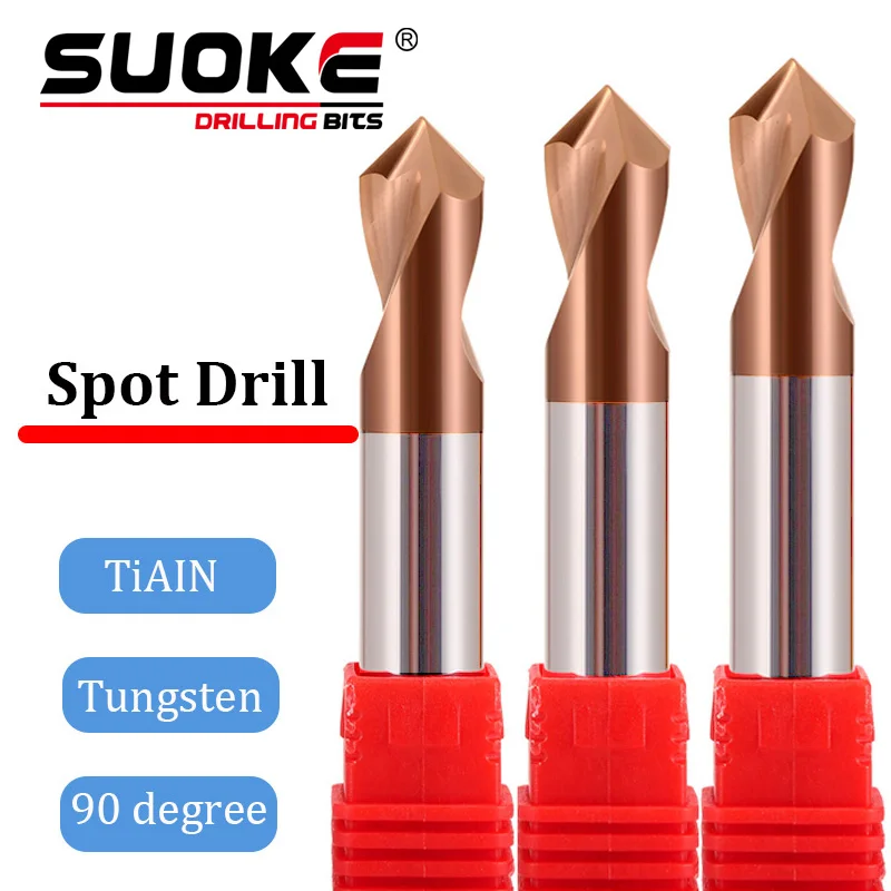 

SUOKE Tungsten Steel Drill 90Degree Stub Spotting Location Center Bit Prepare Guide Pilot Hole Chamfer Machine Tool Carbide CNC