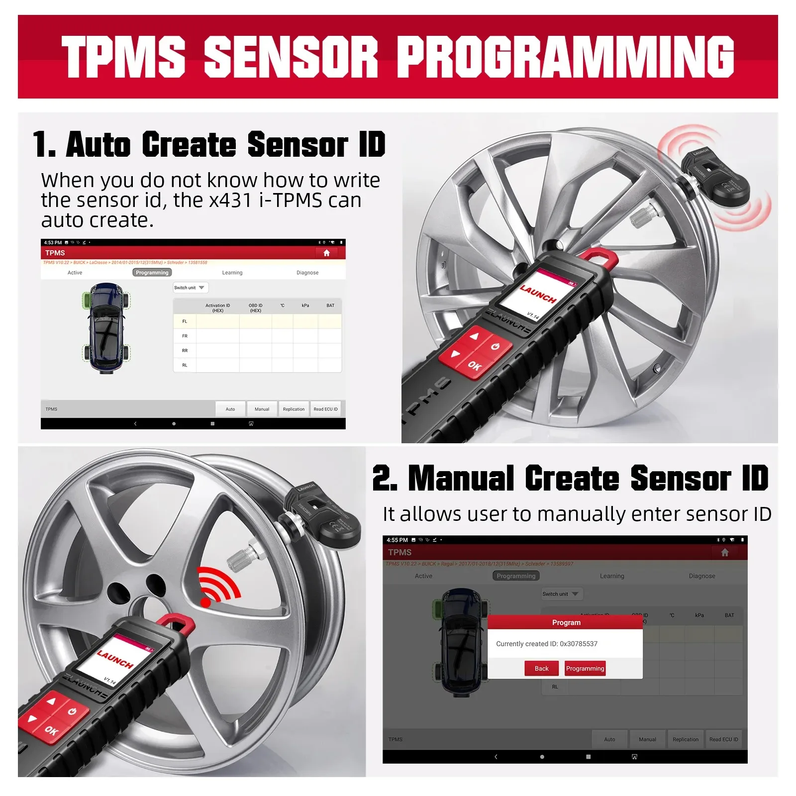 Фото LAUNCH X-431 i-TPMS Инструмент для освобождения детектора давления в шинах TPMS, датчики активации/обучения/программирования работает с сканером X431 №2